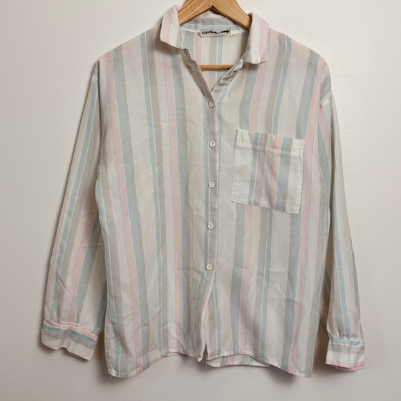 Vintage pastel button down striped shirt - L - Picture 2 of 4